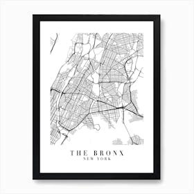 The Bronx New York Street Map Minimal Art Print