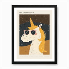 Unicorn With Sunglasses Muted Pastel 2 Poster Art Print