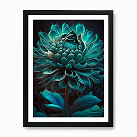 Teal Dahlia Art Print