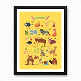 Nursery Poster Baby Woodland Forest Animals Art Print