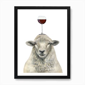 Sheep With Wineglass Art Print