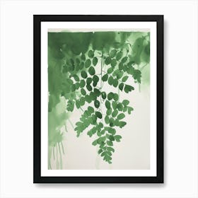 Green Ink Painting Of A Southern Maidenhair Fern 2 Art Print