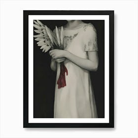 Girl With Feathers Art Print