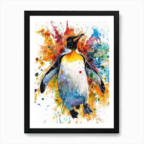 Emperor Penguin Colourful Watercolour 4 Art Print