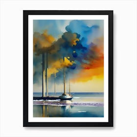 Sunset On The Sea Art Print