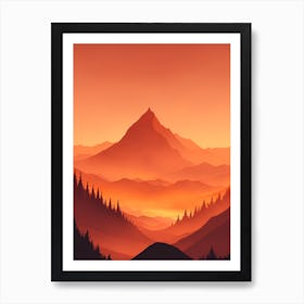 Misty Mountains Vertical Composition In Orange Tone 147 Art Print