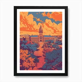 Duotone Illustration The University Of Austin Texas 4 Art Print