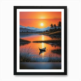 Sunset Boat Art Print