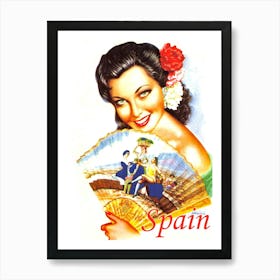 Spain, Woman With A Fan Art Print