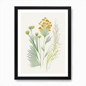 Fennel Seeds Spices And Herbs Minimal Line Drawing 7 Art Print