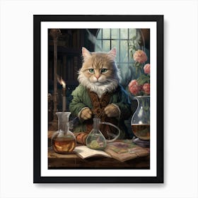 Cute Cat As An Alchemist 1 Art Print