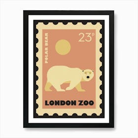 London Zoo Stamp Polar Bear Kids Art Print Art Print