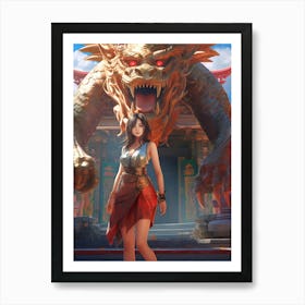 Chinese Girl With Dragon 12 Art Print