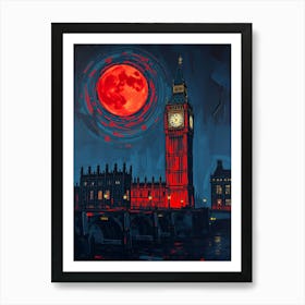 Full Moon Over Big Ben Poster