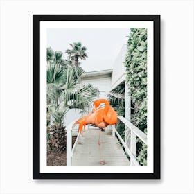 Flamingo Beach House Art Print