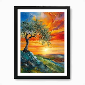 Olive Tree Acrylic And Alcohol Ink Art Print