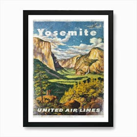 Vintage Travel Poster ― Yosemite United Airlines Art Print