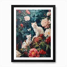 White Cats Rococo Inspired Art Print