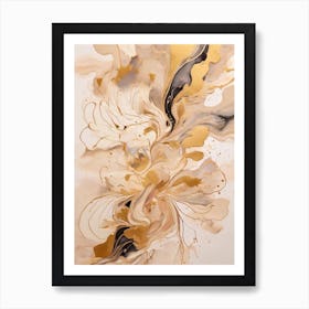 Gold And Black Abstract Painting Art Print