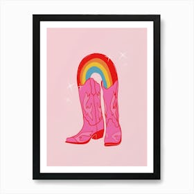 Cowboy Boots With Rainbow Art Print