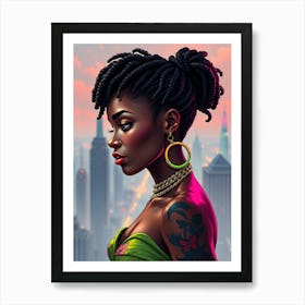 Black Girl With Tattoos 1 Art Print