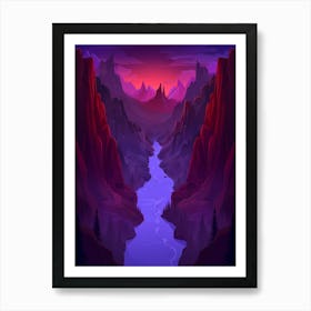 Mountain Valley At Sunset Art Print