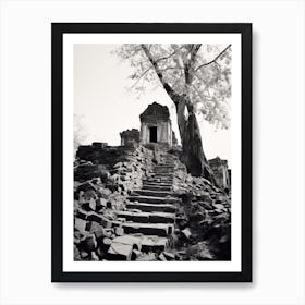 Krong Siem Reap, Cambodia, Black And White Old Photo 2 Art Print