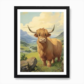 Blonde Highland Cow In The Valley 2 Art Print