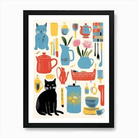 Cats And Kitchen Lovers 11 Art Print