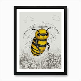 Bee With Umbrella 5 Art Print
