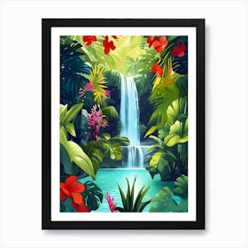 Waterfall In The Jungle 2 Art Print