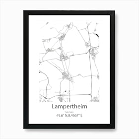 Lampertheim,Germany Minimalist Map Art Print