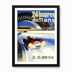 1958 24h Le Mans Grand Prix Automobile Race Poster Art Print