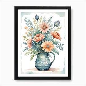 Watercolor Flowers In A Vase 8 Art Print