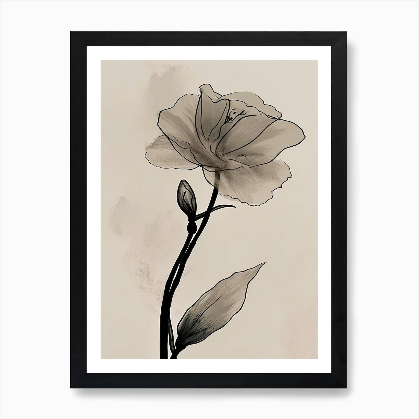 Gladioli Line Art Blumen Illustrat gerahmt Wandbild Poster Leinwanddruck Bild - Bild 2 von 4