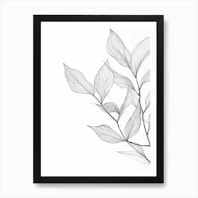 Pencil Sketch Of A Leaf Art Print