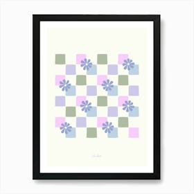 Lilac Sage Daisy Checkerboard Art Print