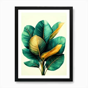 Green Leaves On A White Background Art Print