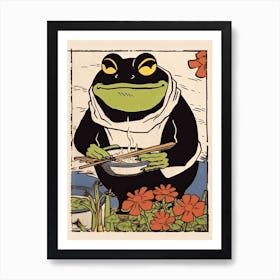 Frog Eating Ramen,  Matsumoto Hoji Inspired Japanese 2 Art Print