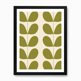 Mid Century Modern Leaf Print Green Art Print