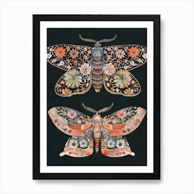 Nocturnal Butterfly William Morris Style 2 Art Print