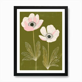 Pink & Green Anemone 2 Art Print