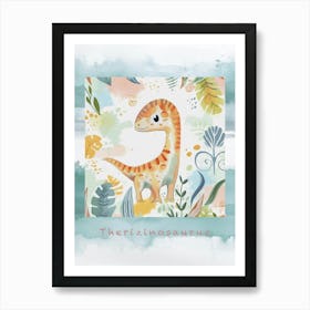 Cute Muted Therizinosaurus Dinosaur 1 Poster Art Print