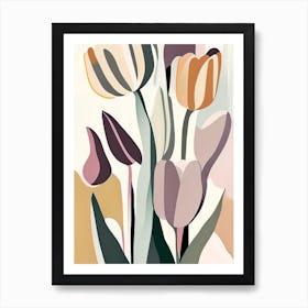 Tulip Wildflower Modern Muted Colours 1 Art Print