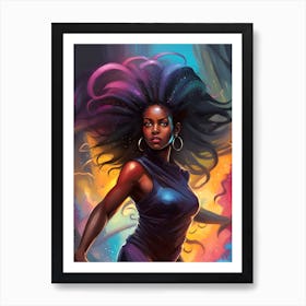 Black Girl With Long Hair Art Print