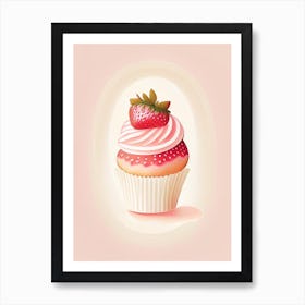 Strawberry Cupcakes, Dessert, Food Marker Art Illustration 2 Art Print