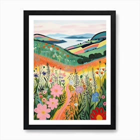 Colourful Countryside Landscape Illustration 0 Art Print