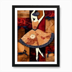 Ballerina Wood Polka Dots Art Print