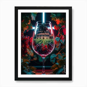 Neon Vineyard In A Glass 4. Art Print