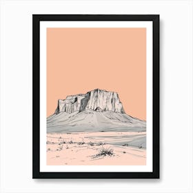 Mount Roraima Venezuela Brazil Color Line Drawing (6) Art Print